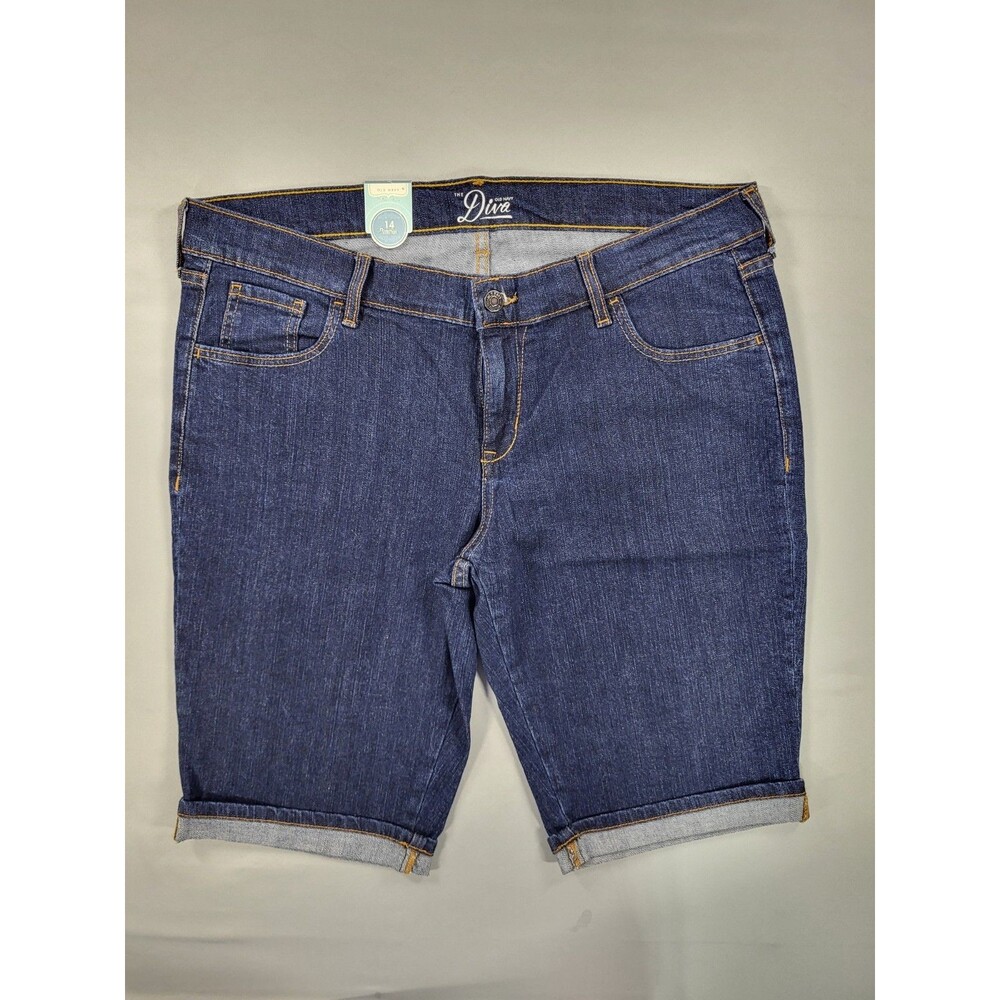 Old Navy The Diva Capri Bermuda Shorts Size 14 Regular Blue Denim Cuffed 24.5” L